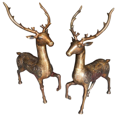 全铜鹿摆件一对大号福禄镇宅摆设