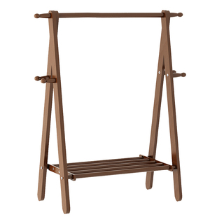 美拉德实木衣帽架结实落地多功能晾衣架子卧室加粗加厚折叠挂衣架