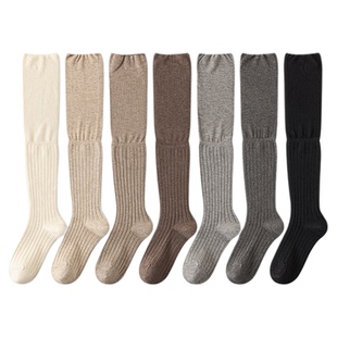 棉芝士搭配靴子的袜子女款春夏小腿袜压力瘦腿堆堆袜白色长筒袜