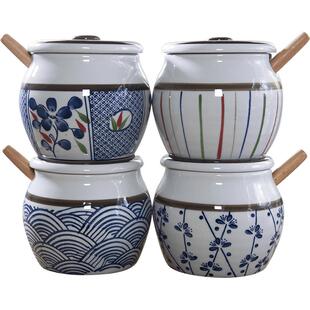 和风四季釉下彩陶瓷盐罐调味罐厨房家用调料盒料瓶油辣子罐猪油罐