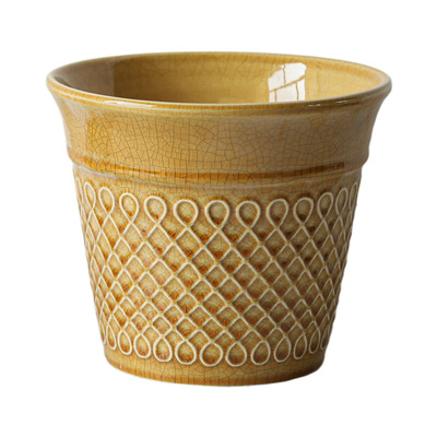 釉面姜黄陶瓷花盆创意客厅复古