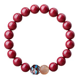 朱砂古法银烧蓝莲花手串佛珠女手链高含量紫金沙小众好运饰品礼物