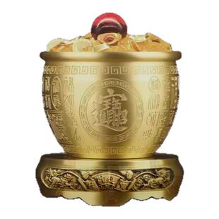 普陀山黄铜百福铜缸米缸冰箱客厅聚财缸存钱罐招财进宝聚宝盆摆件