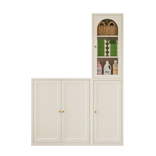 钢制阳台杂物柜靠墙一体家用大容量收纳柜带门飘窗铁皮矮柜储物柜