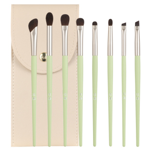 花漾绿芽儿8支眼部刷组合送收纳包眼影刷眼线刷晕染鼻影刷动物毛