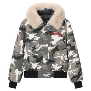 AFGK25SS美式迷彩毛领棉服外套男女国潮派克服加绒加厚绗棉上衣