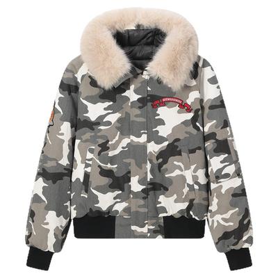 AFGK25SS美式迷彩毛领棉服外套