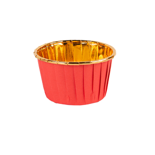 50个装淋膜烫金纸杯蛋糕烘焙纸托内金外红金色银色进烤箱耐高温杯