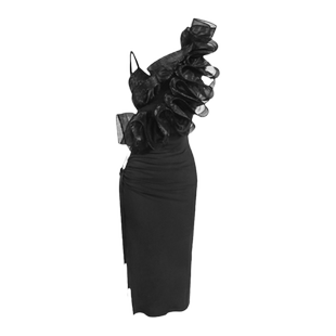 又见梵羽拉丁连衣裙舞蹈演出服后开叉长裙伦巴舞蹈艺考服夏TL982