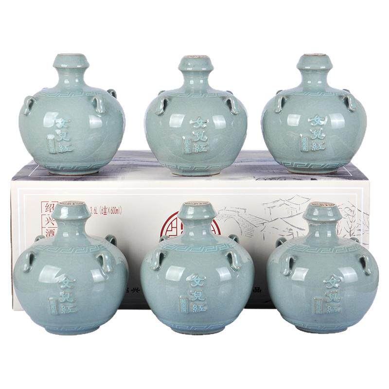 绍兴女儿红黄酒2012年冬酿原酒青瓷600ml*6礼盒箱装花雕酒老酒
