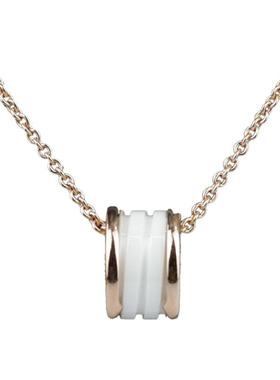 中古95新BVLGARI宝格丽BZERO1白色陶瓷750玫瑰金39-46cm项链