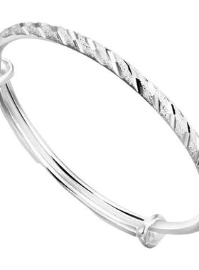 实心小清新女9999实心银镯子