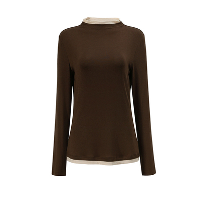 莱赛尔天丝修身立领女士长袖T恤