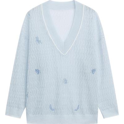 【播奥莱】播花朵刺绣针织衫女夏季商场同款镂空罩衫BDR2SD0755