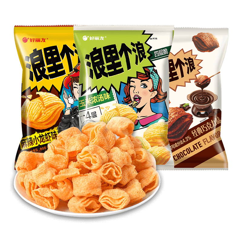好丽友浪里个浪薯片10包多种口味