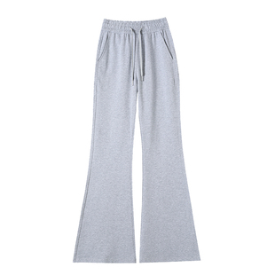 灰色纯棉微喇叭裤女夏季2026新款瑜伽运动裤夏天卫裤休闲马蹄裤子