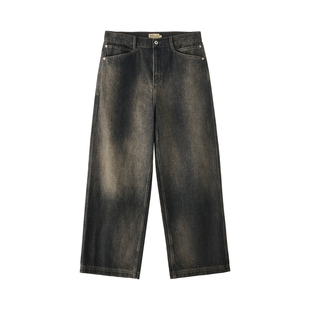 BUTTBILL 25AW复古原浆水洗做旧丹宁宽松牛仔裤男女情侣休闲长裤