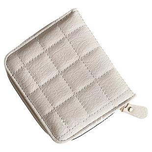 新款简约小钱包ins复古女款方格精致迷你学生卡包零钱夹小众皮夹