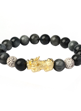 ParasKors派热 灵狮暗夜貔貅手串黑曜石手串男士生日礼物送男友