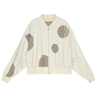 谜底印花棒球服长袖女2025春俏皮软语复古松弛廓形外套251MW0093