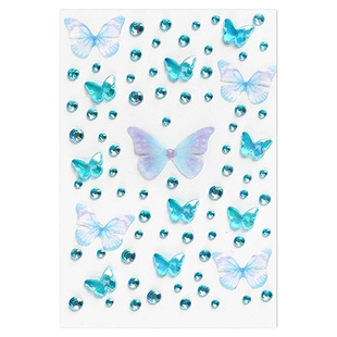 儿童卡通蝴蝶带钻小贴纸演唱会脸贴免胶自粘女童舞台表演妆造道具