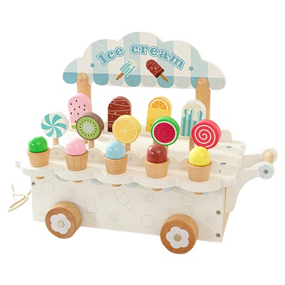 儿童仿真木质过家家冰淇淋雪糕车