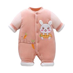 婴儿衣服连体衣新生儿冬装保暖棉服超萌冬季加厚宝宝外出新年棉袄