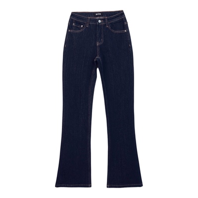 【原色牛仔系列】显瘦提臀高腰微喇牛仔裤女修身九分弹力喇叭裤子