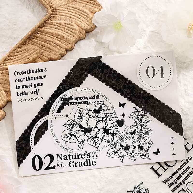 ZABC盒装胶带宫廷花谱循环系列文字装饰帐花卉素材手贴