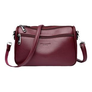 真皮质感多层小包包女2025新款简约气质女士单肩斜挎包中年妈妈包