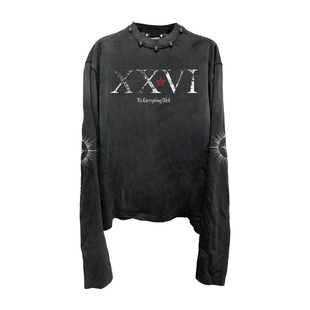 DETW 25SS原创水洗暗黑“XXVI”基础铆钉长袖打底衫设计感男女
