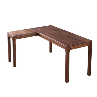 黑胡桃木实木转角书桌定制电脑桌拐角式L型长条窄飘窗小户型一体