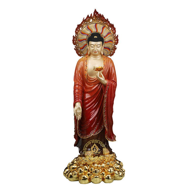 黄铜西方三圣佛像中式客厅摆件