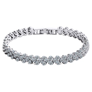 Young韩国版罗马银手链女刘嘉玲同款ins锆石手饰女水晶手链饰品