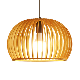 日式复古木艺吊灯原木风创意餐厅吊灯简约吧台装饰灯艺术茶室灯具