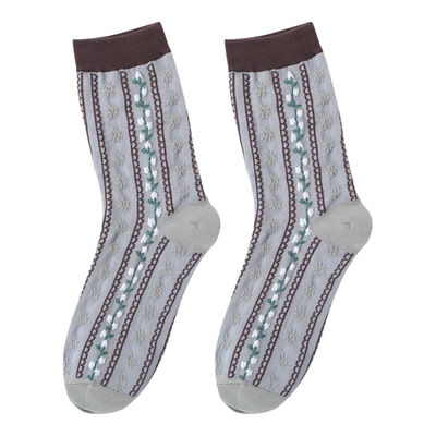 韩国吸汗女棉花朵秋冬复古中筒袜