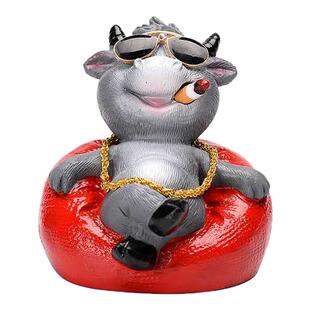 网红个性牛年汽车内装饰用品创意生肖牛气冲天招财车载摆件男士潮