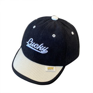 宝宝帽子春秋季洋气字母灯芯绒鸭舌帽儿童秋冬保暖遮阳婴儿棒球潮