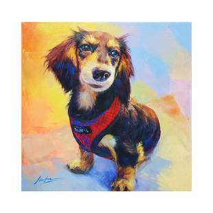 纯手绘波普定制宠物画客厅抽象油画猫狗礼物照片创意现代动物挂画