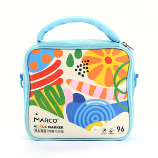 MARCO马可直液式丙烯马克笔软头小学生美术专用幼儿园画画笔儿童彩色笔不脏手可水洗双头双色水彩笔不透纸