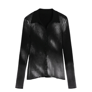 desigual26春夏新品黑白斑驳印花设计气质上衣女式开衫针织衫