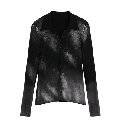 desigual26春夏新品黑白斑驳印花设计气质上衣女式开衫针织衫