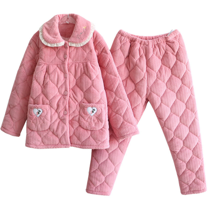 冬季孕妇睡衣女加肥加大码5XL三层加厚夹棉珊瑚绒月子服特大200斤