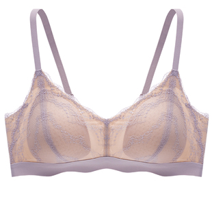 【小奶油内衣】伊维斯舒适蕾丝无钢圈文胸女大胸显小薄杯背心