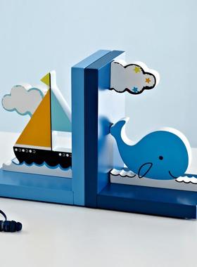 儿童房摆件男孩书架桌面书桌书立书挡售楼处样板房软装男童装饰品