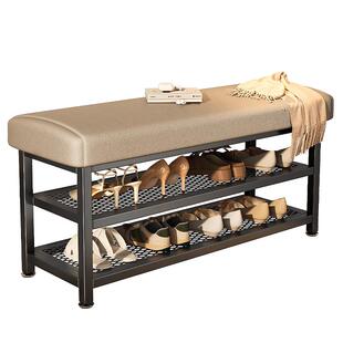 换鞋凳铁艺轻奢高级感家用可坐鞋柜坐凳一体入户门穿鞋凳进门鞋架