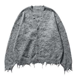 Remedy 秋冬新款潮牌慵懒风破坏毛衣开衫国潮宽松针织衫外套男女