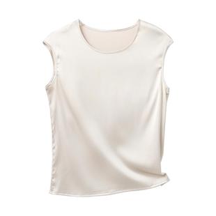重磅真丝吊带背心女2025春夏桑蚕丝无袖宽松打底西装内搭缎面上衣