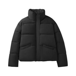 班尼路黑色立领短款棉服外套女冬季新款加厚保暖棉袄百搭面包服N