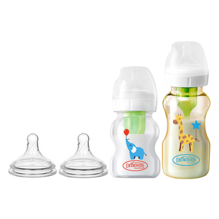 布朗博士正品官方新生儿防胀气奶瓶玻璃PPSU套装0-9个月配2只奶嘴